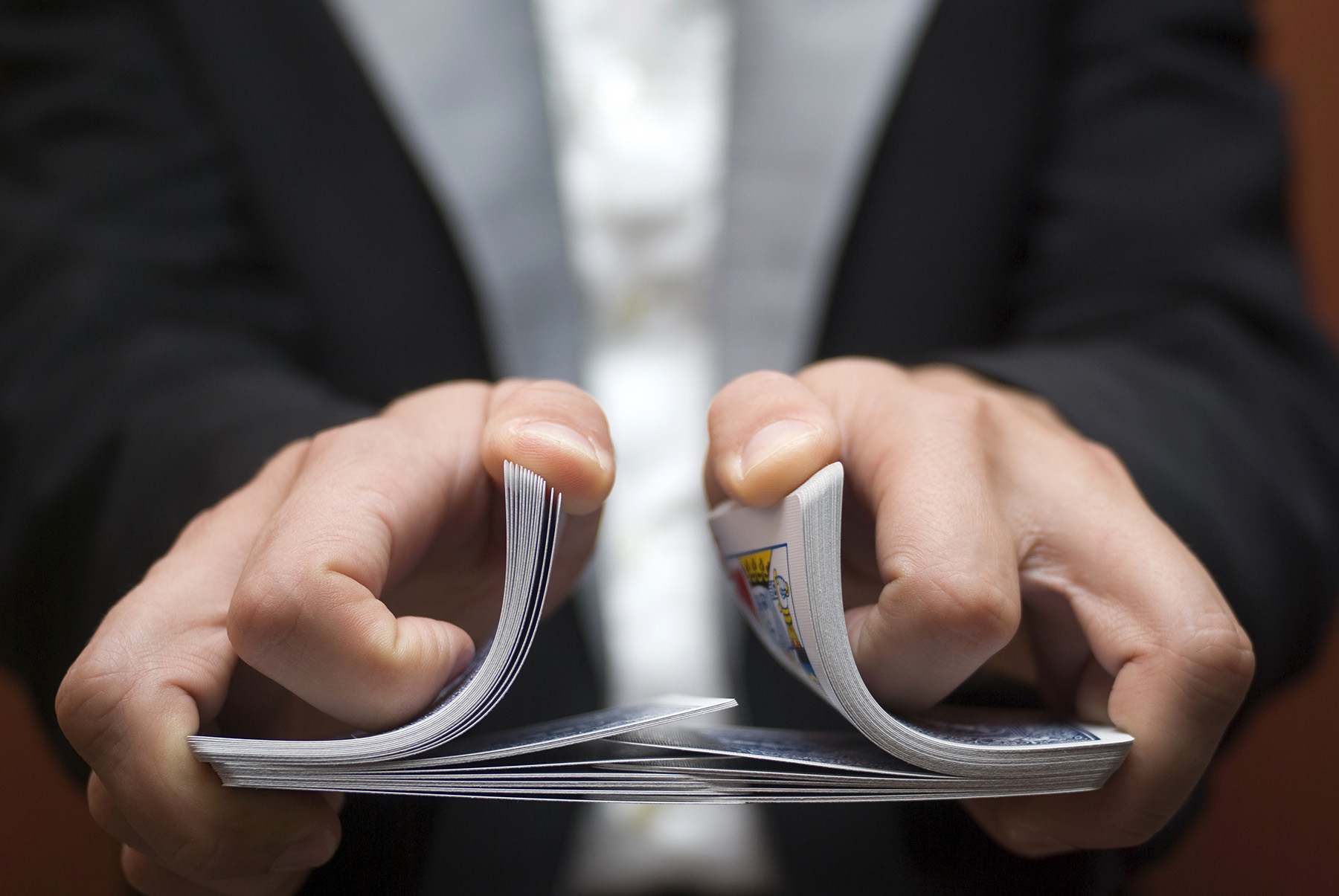 Shuffling a deck of cards.